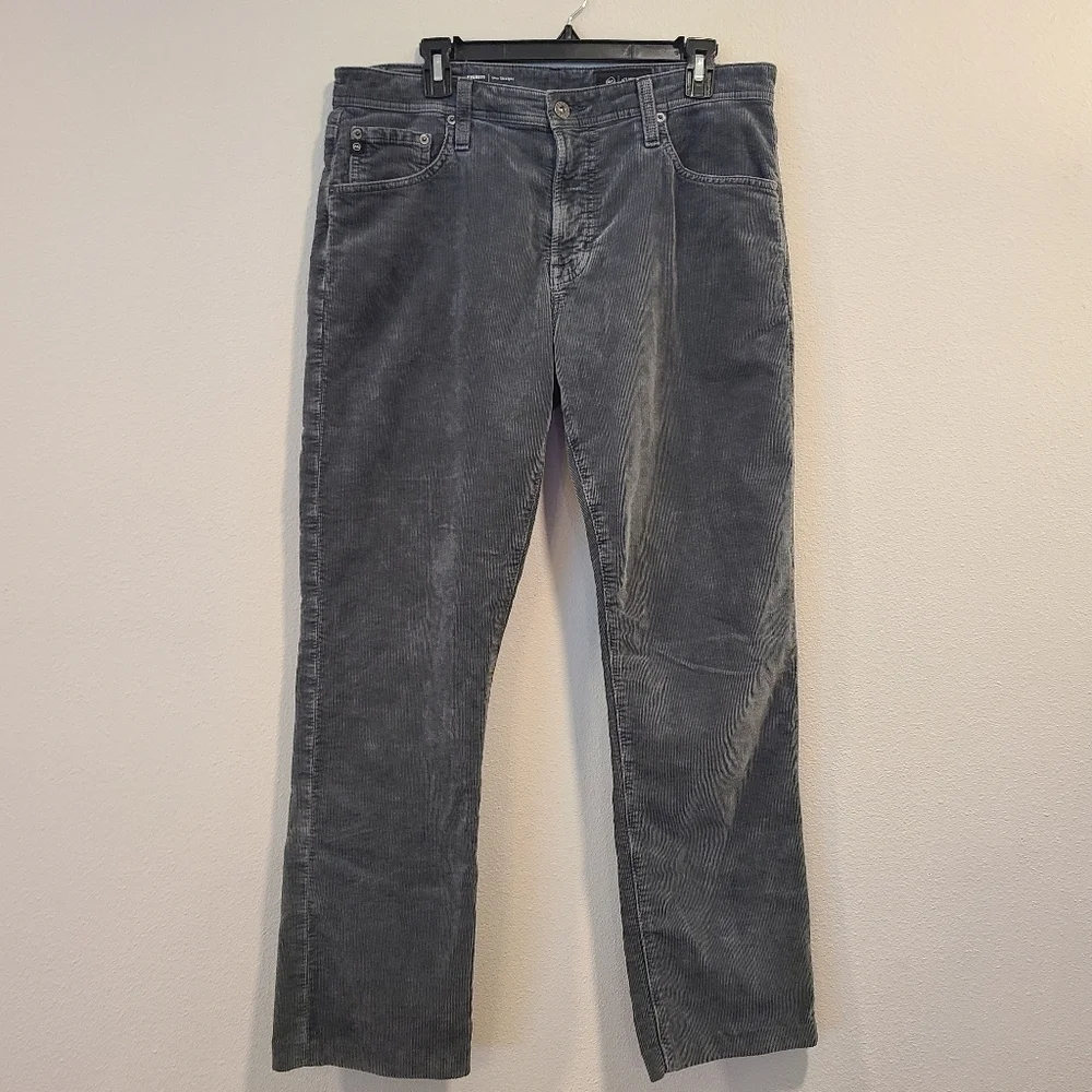 AG Adriano Goldschmied Everett Slim Straight Charcoal Corduroy Pants